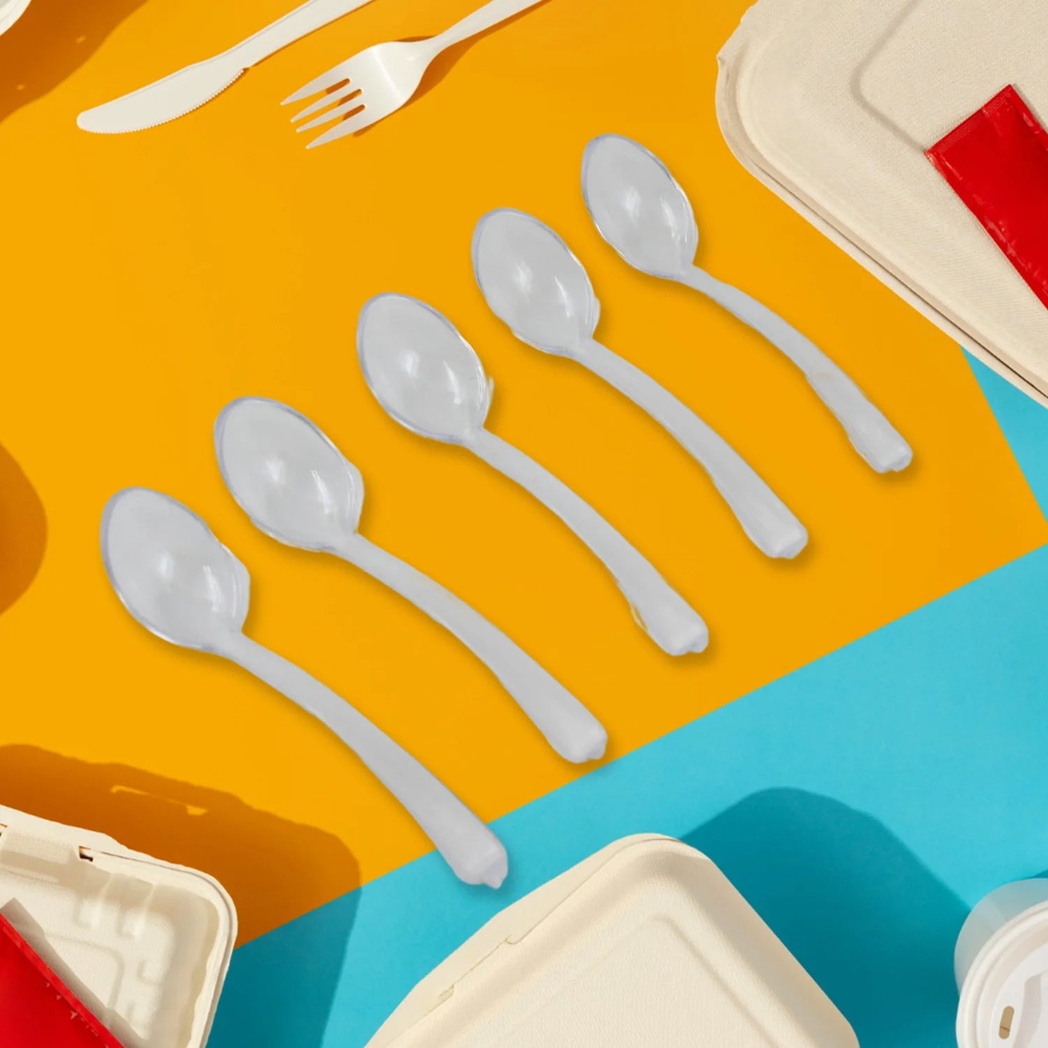 Rotating Spice Jars Vertical Rotatable Seasoning Box 5 Section  Tier With 5 Spoon (1 Set) Rotating Spice Jars Vertical Rotatable Seasoning Box 5 Section  Tier With 5 Spoon (1 Set)